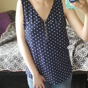 Blue and White Polka dot top